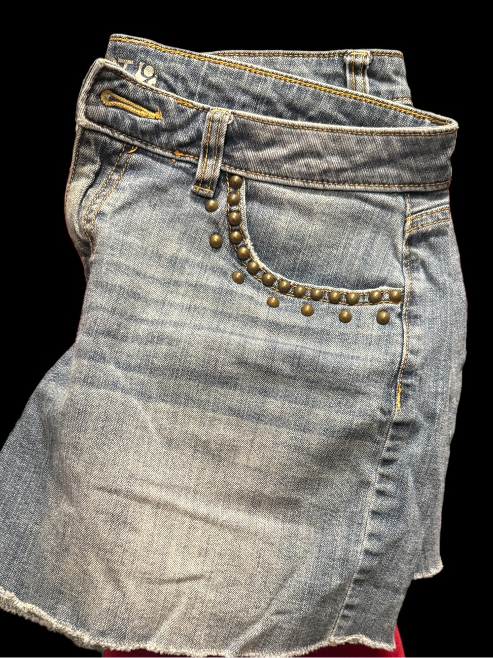 Apt. 9 Light Wash Denim Skirt with Stud Accents